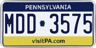 PA license plate MDD3575