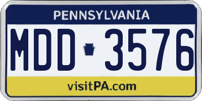 PA license plate MDD3576