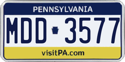 PA license plate MDD3577