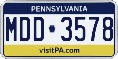PA license plate MDD3578