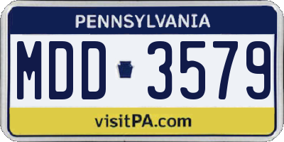 PA license plate MDD3579