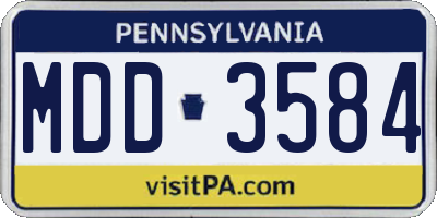 PA license plate MDD3584