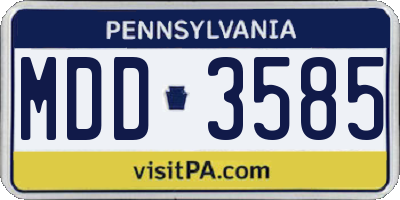 PA license plate MDD3585