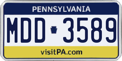 PA license plate MDD3589