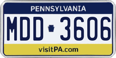PA license plate MDD3606