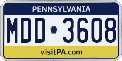 PA license plate MDD3608