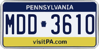 PA license plate MDD3610