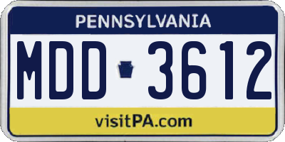 PA license plate MDD3612
