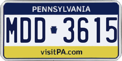 PA license plate MDD3615