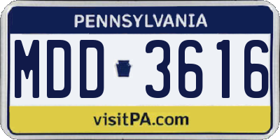 PA license plate MDD3616