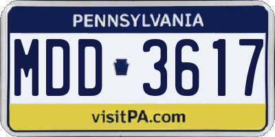PA license plate MDD3617