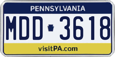PA license plate MDD3618