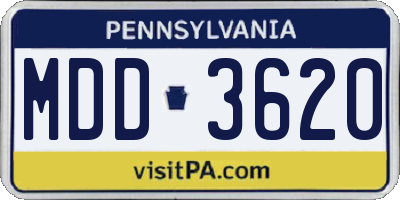 PA license plate MDD3620