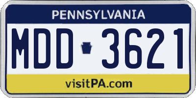 PA license plate MDD3621