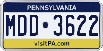 PA license plate MDD3622