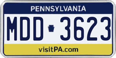 PA license plate MDD3623