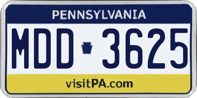 PA license plate MDD3625