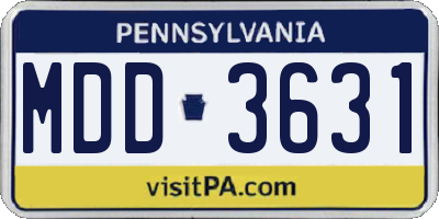 PA license plate MDD3631