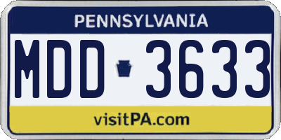 PA license plate MDD3633