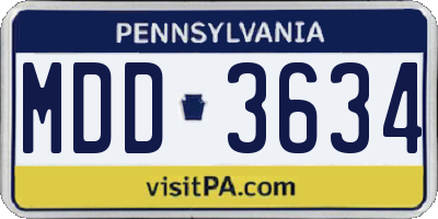 PA license plate MDD3634