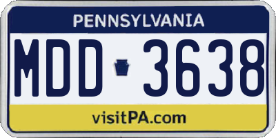 PA license plate MDD3638