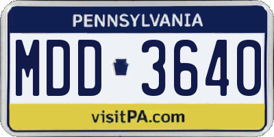 PA license plate MDD3640