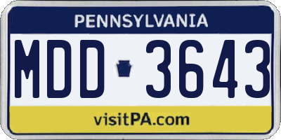 PA license plate MDD3643