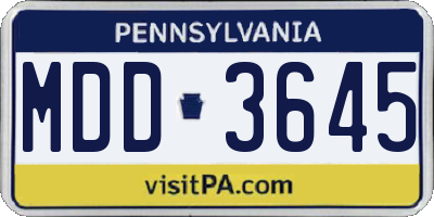 PA license plate MDD3645