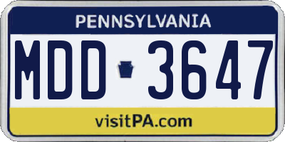 PA license plate MDD3647