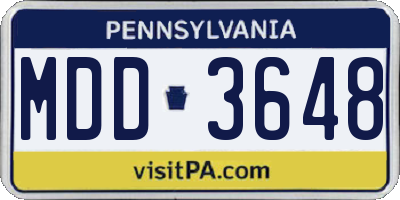 PA license plate MDD3648