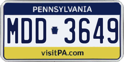 PA license plate MDD3649