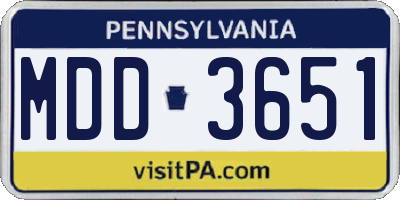PA license plate MDD3651