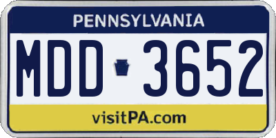 PA license plate MDD3652