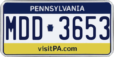 PA license plate MDD3653
