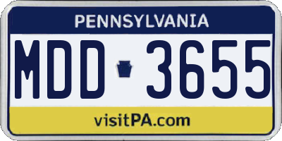PA license plate MDD3655