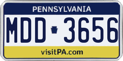 PA license plate MDD3656
