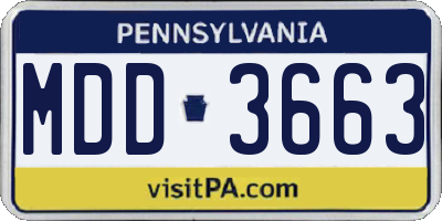 PA license plate MDD3663
