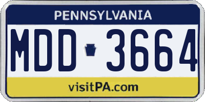 PA license plate MDD3664