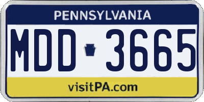 PA license plate MDD3665