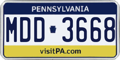 PA license plate MDD3668
