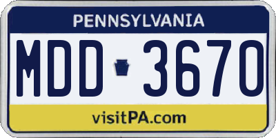 PA license plate MDD3670