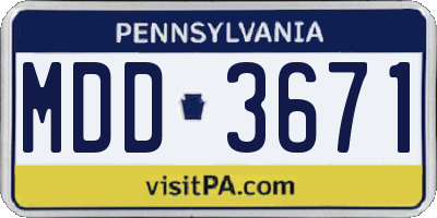 PA license plate MDD3671