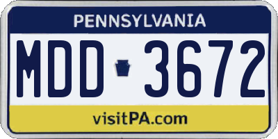 PA license plate MDD3672