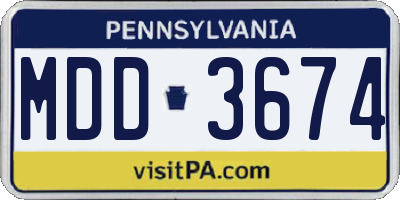 PA license plate MDD3674
