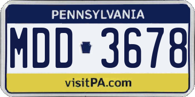 PA license plate MDD3678