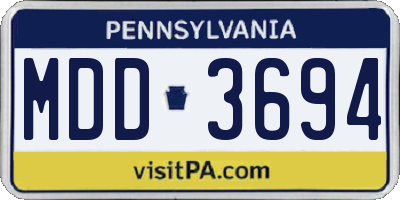 PA license plate MDD3694