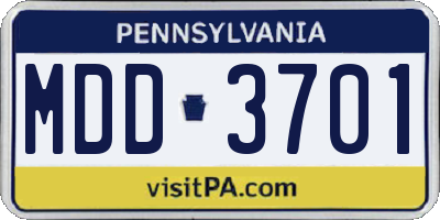 PA license plate MDD3701