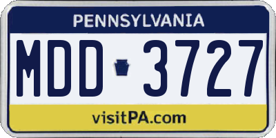PA license plate MDD3727