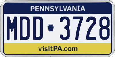 PA license plate MDD3728