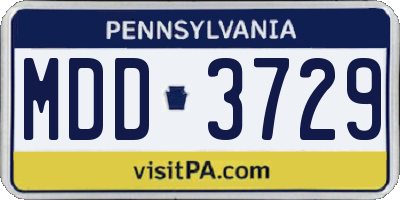 PA license plate MDD3729
